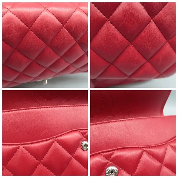100% Authentic CHANEL CF Jumbo Red Leather Shoulder Bag - Picture 10 of 12